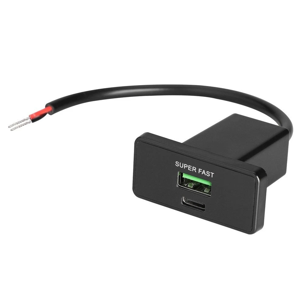 Car Charger for QC3.0 PD Protocols (12V 24V) Type-C USB Square Style