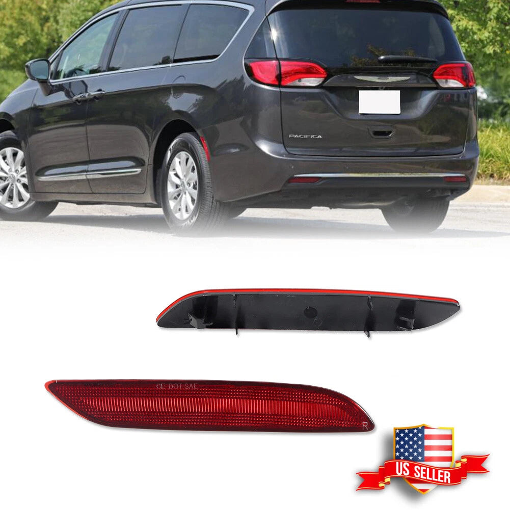 2X Red Lens Rear Bumper Reflectors for Chrysler Pacifica Voyager (2017–2025)