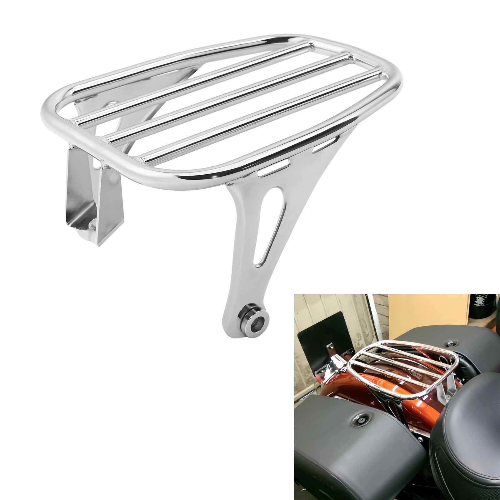 Chrome Solo Luggage Mounting Rack for Harley Street Bob 114 (2021–2025)