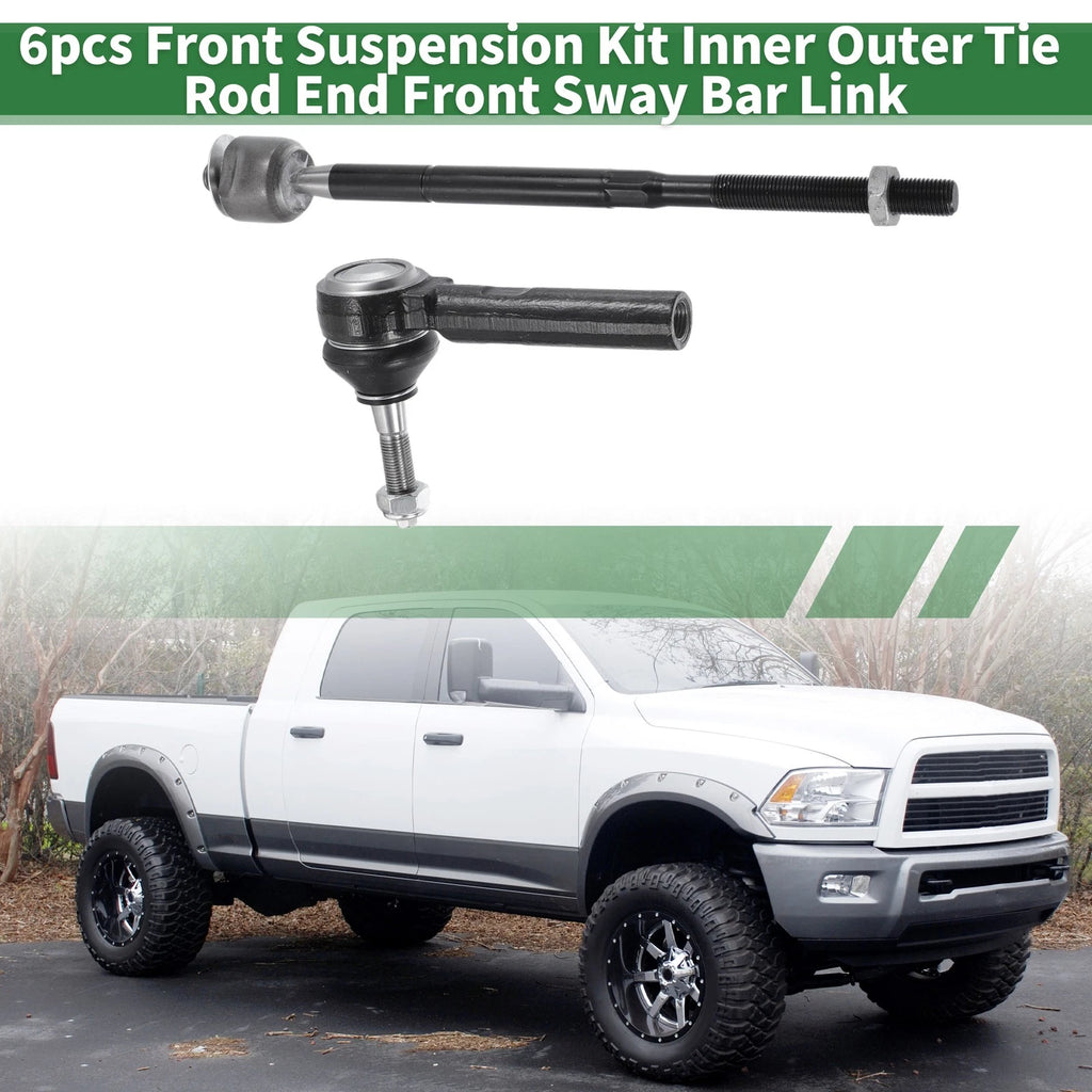 Set of 6 Front Suspension Kit Tie Rod End & Sway Bar Link for Dodge Journey (2009–2020)