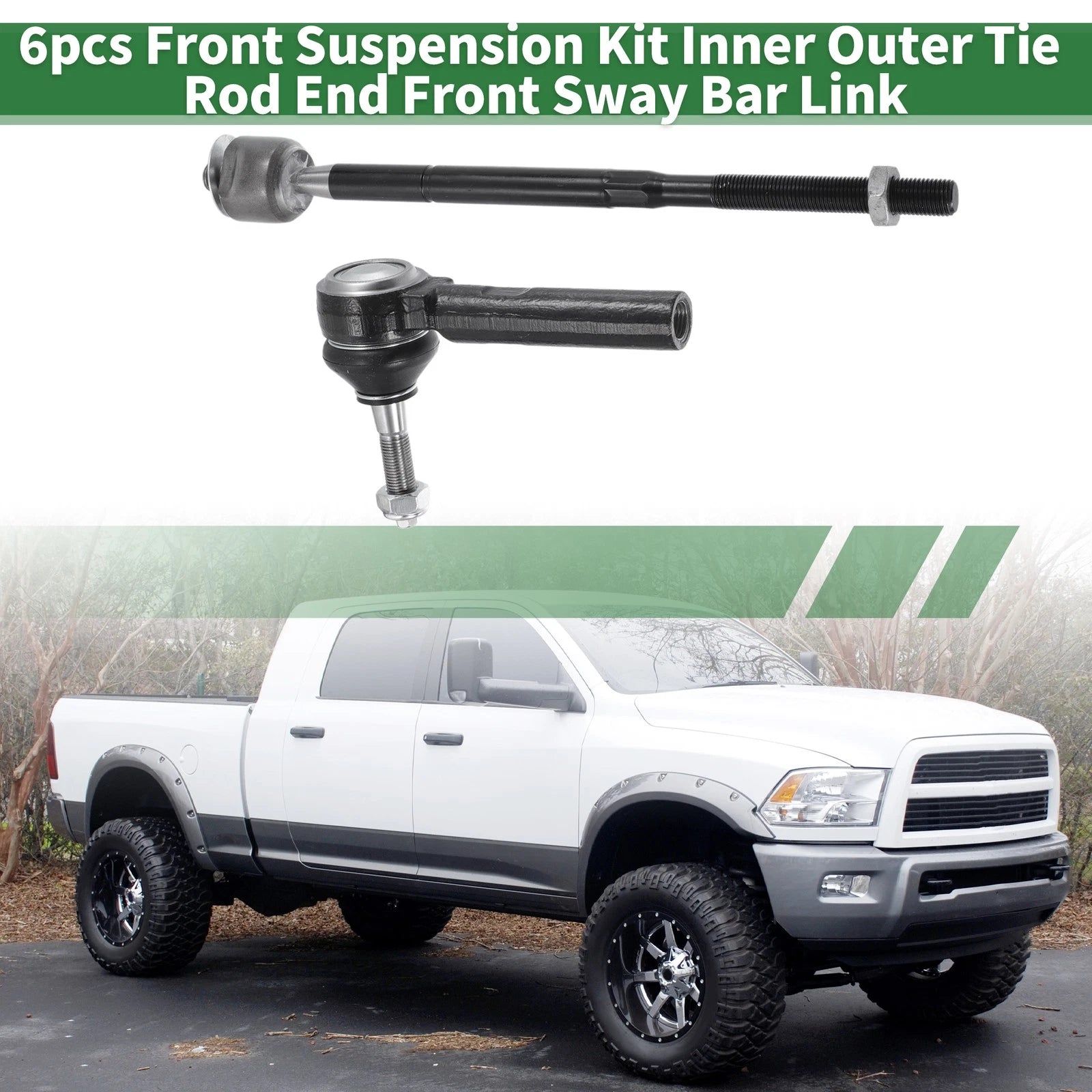 Set of 6 Front Suspension Kit Tie Rod End & Sway Bar Link for Dodge Journey (2009–2020)