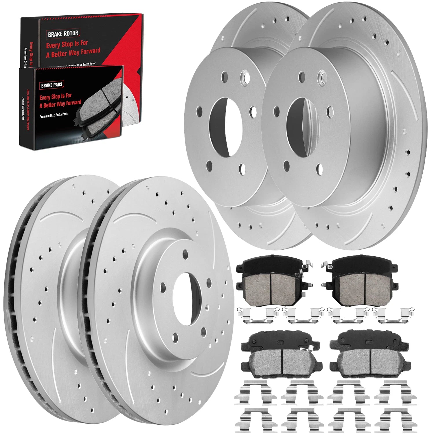 Front and Rear Drilled Disc Rotors Brake Pads for Nissan Murano (2003–2011)