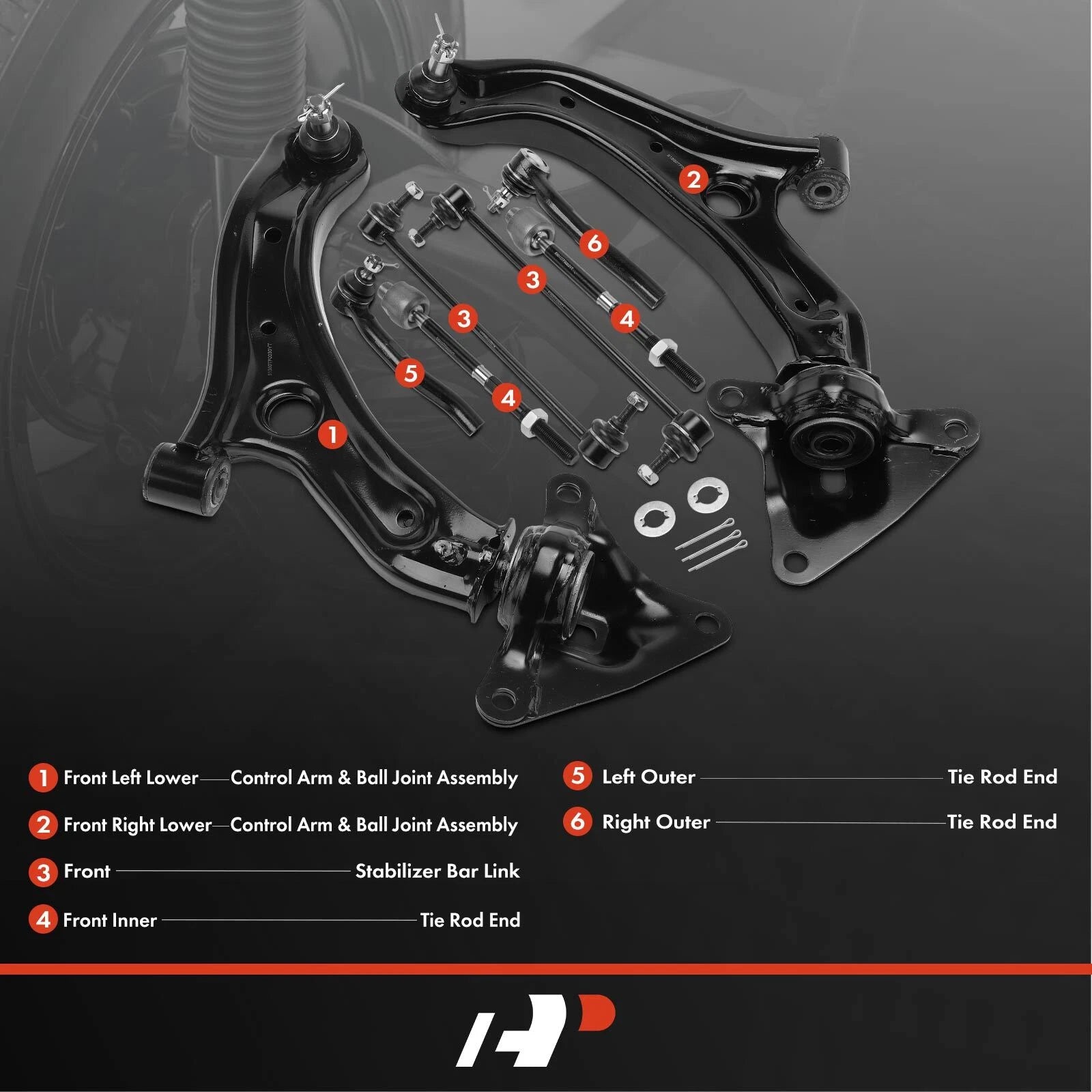 Set of 8 Front Control Arm & Ball Joint Assembly for Honda Insight (2010–2011)