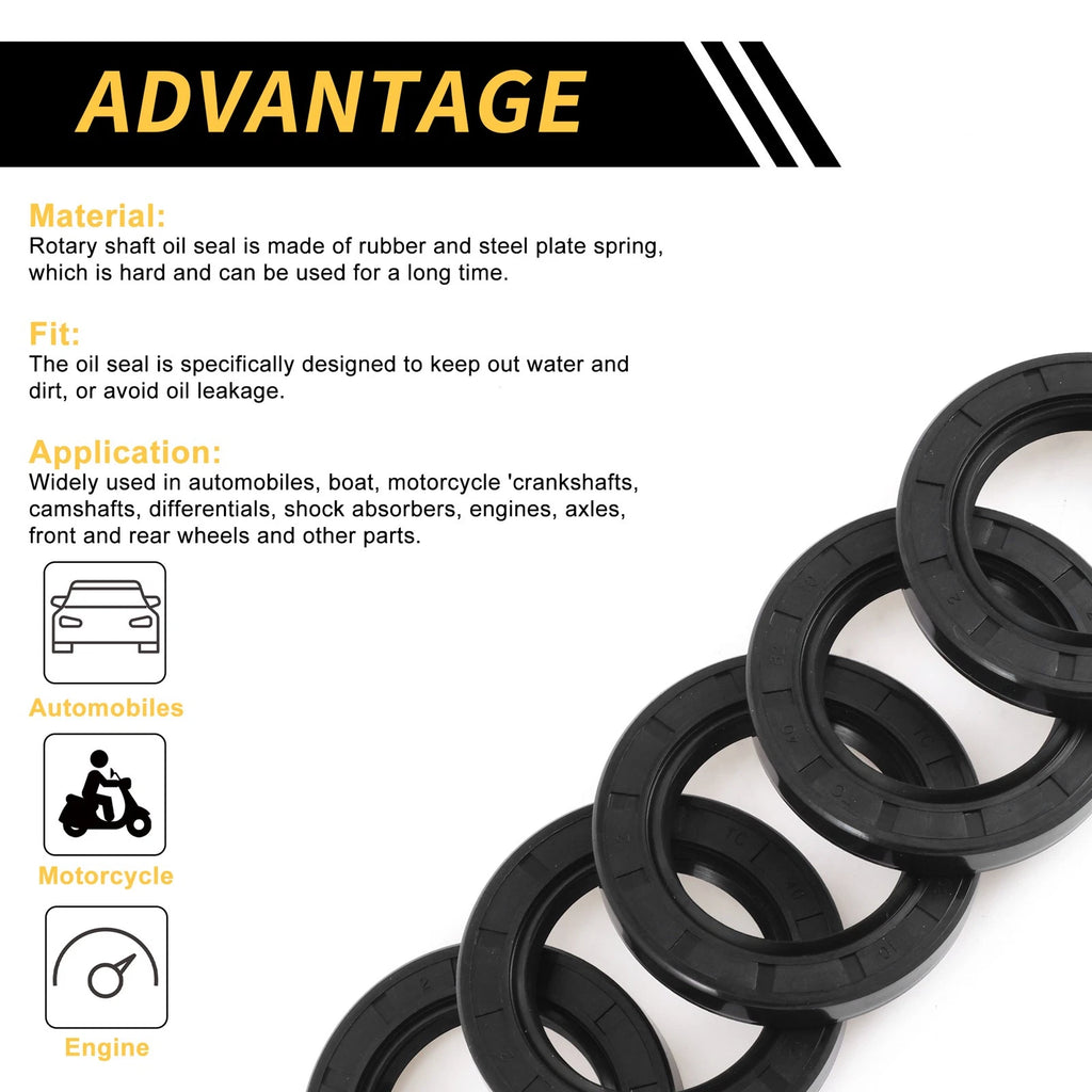 Set of 5 Oil Seal Rotary Shaft Seal NBR Rubber 40x62x10mm