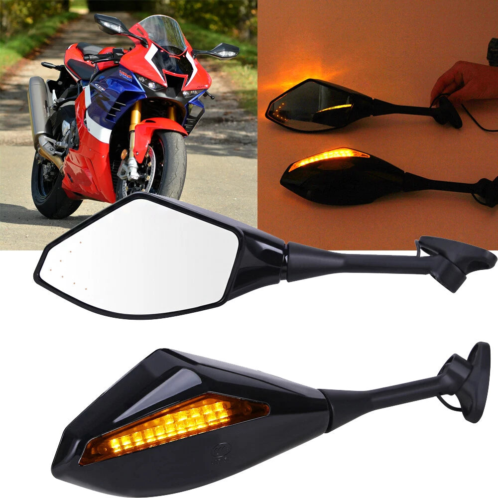 LED Turn Signal Side Mirror for Honda Kawasaki (Motorcycle)