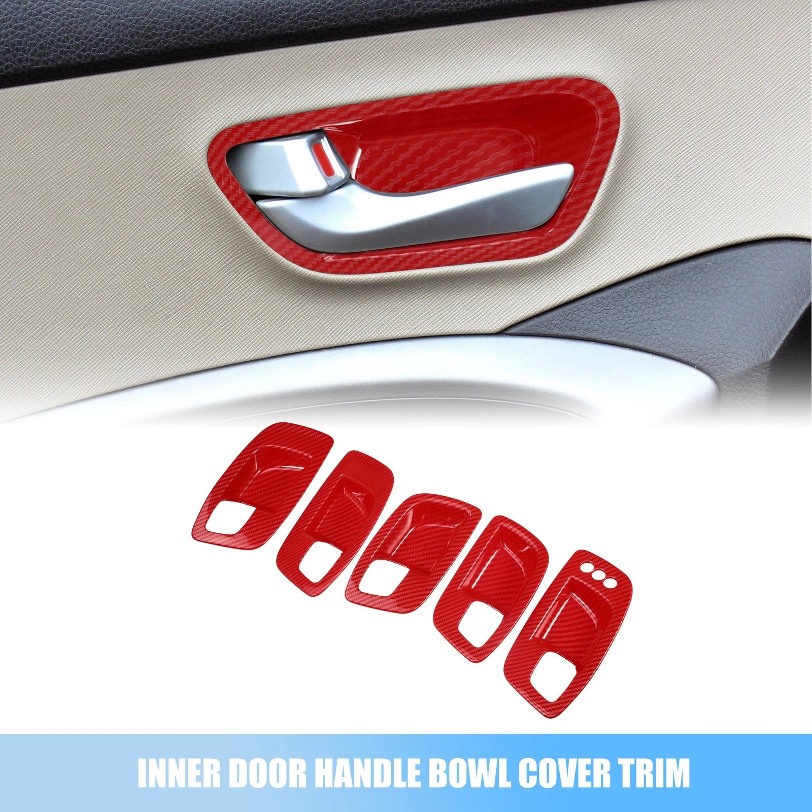Set of 4 Carbon Fiber Pattern Inner Door Handle Bowl Covers for Dodge 