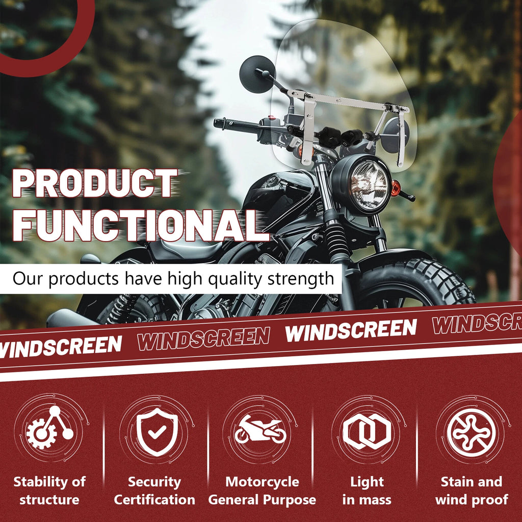Large Motorcycle Windshield for Kawasaki KLX250 Vulcan 900 VN (2006–2023)