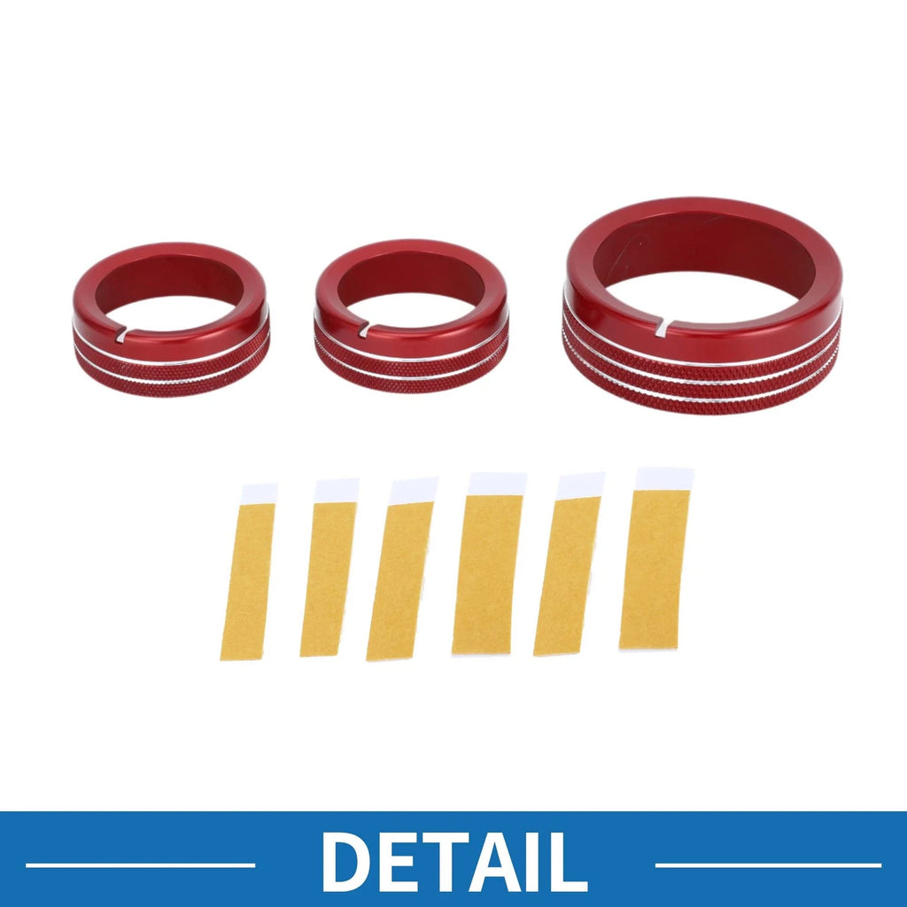 Set of 3 AC climate heater switch knob cover rings for Kia Soul (2009–2013) Red