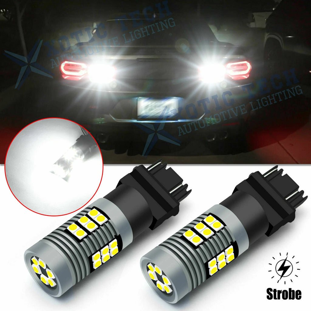White LED 3057 3157 Strobe Brake Backup Reverse Light Bulbs for (2013–2020)