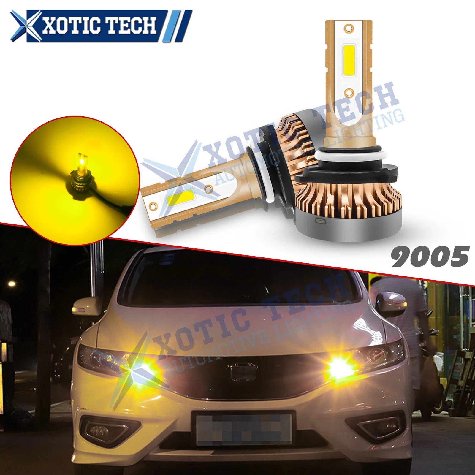 Golden Yellow 9005 LED Bulbs Daytime Running Lights Conversion Kit for Honda (1990–2024)