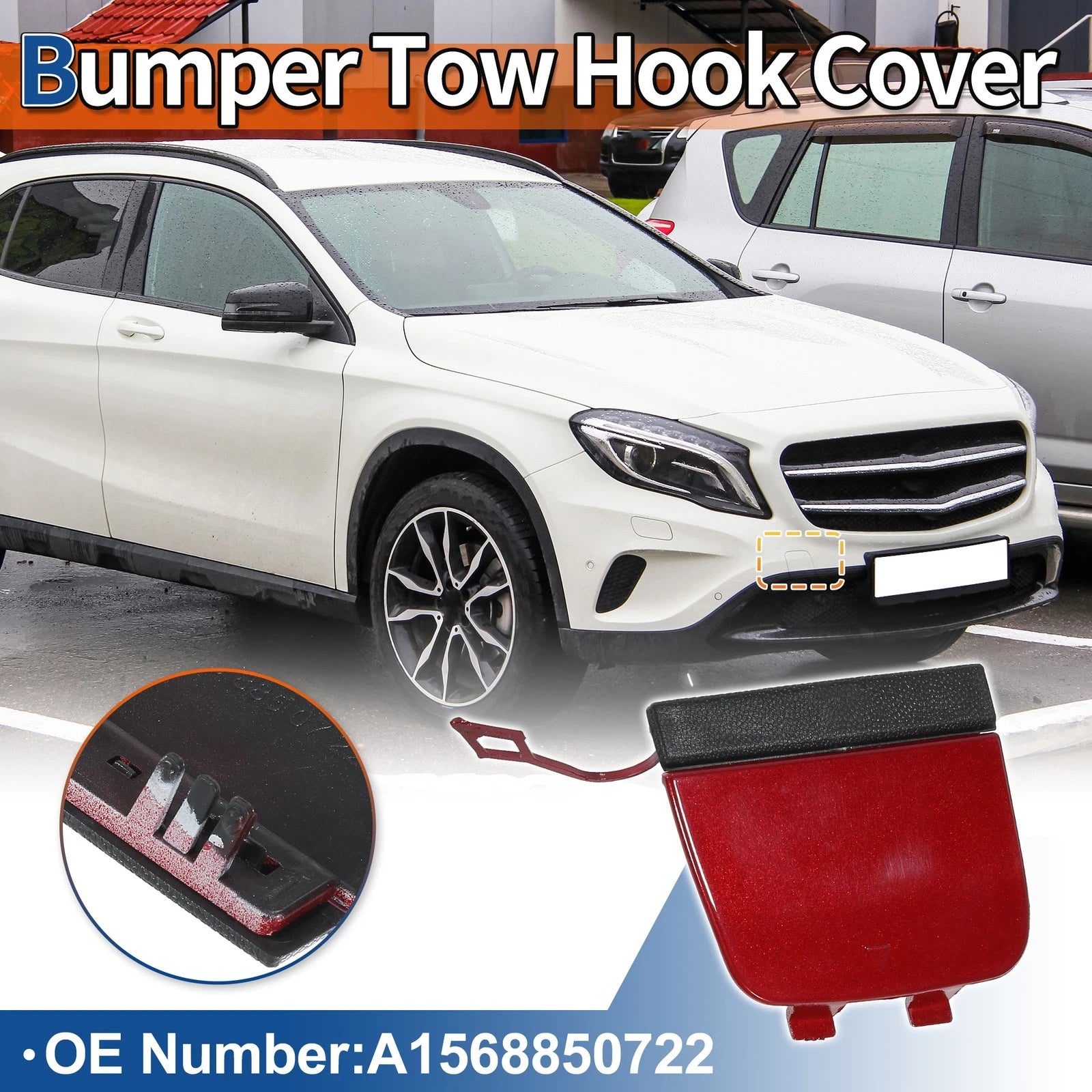 Tow Hook Cover for Mercedes-Benz GLA X156 (2014–2020) No.A1568850722 Red