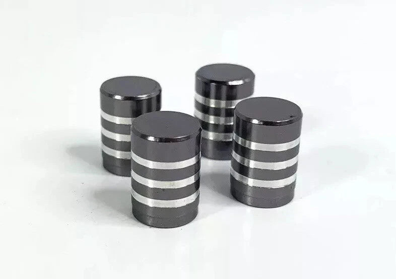 Tire Valve Stem Air Caps Set of 4 for Grey Billet Aluminum Truck ATV (—)