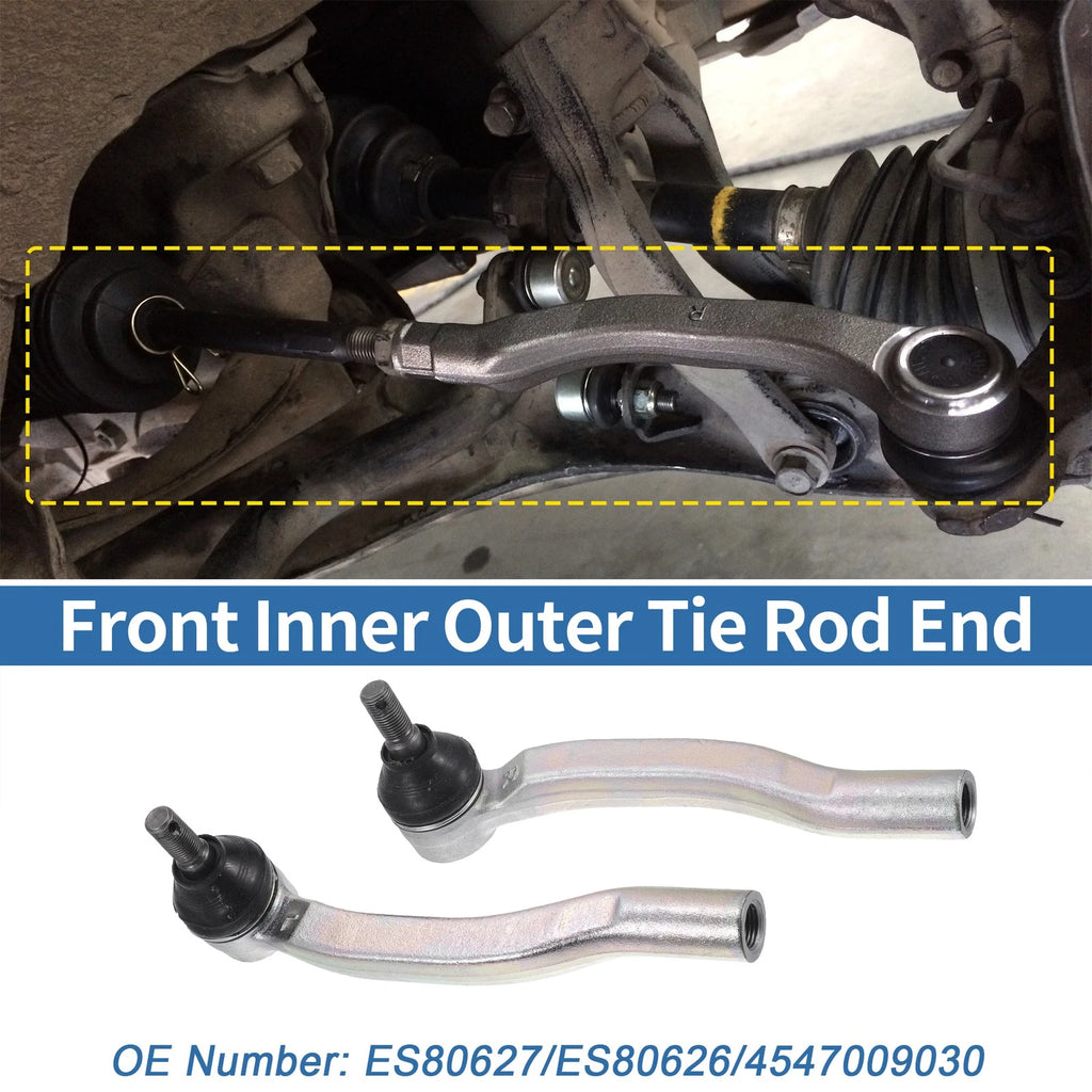 2pcs Front Outer Tie Rod End Links for Toyota Sienna (2003–2010) No. ES80627