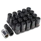 Open-End Aluminum Black Lug Nuts Set of 4 + Key + Adapter M12x1.5 (2010–2023)
