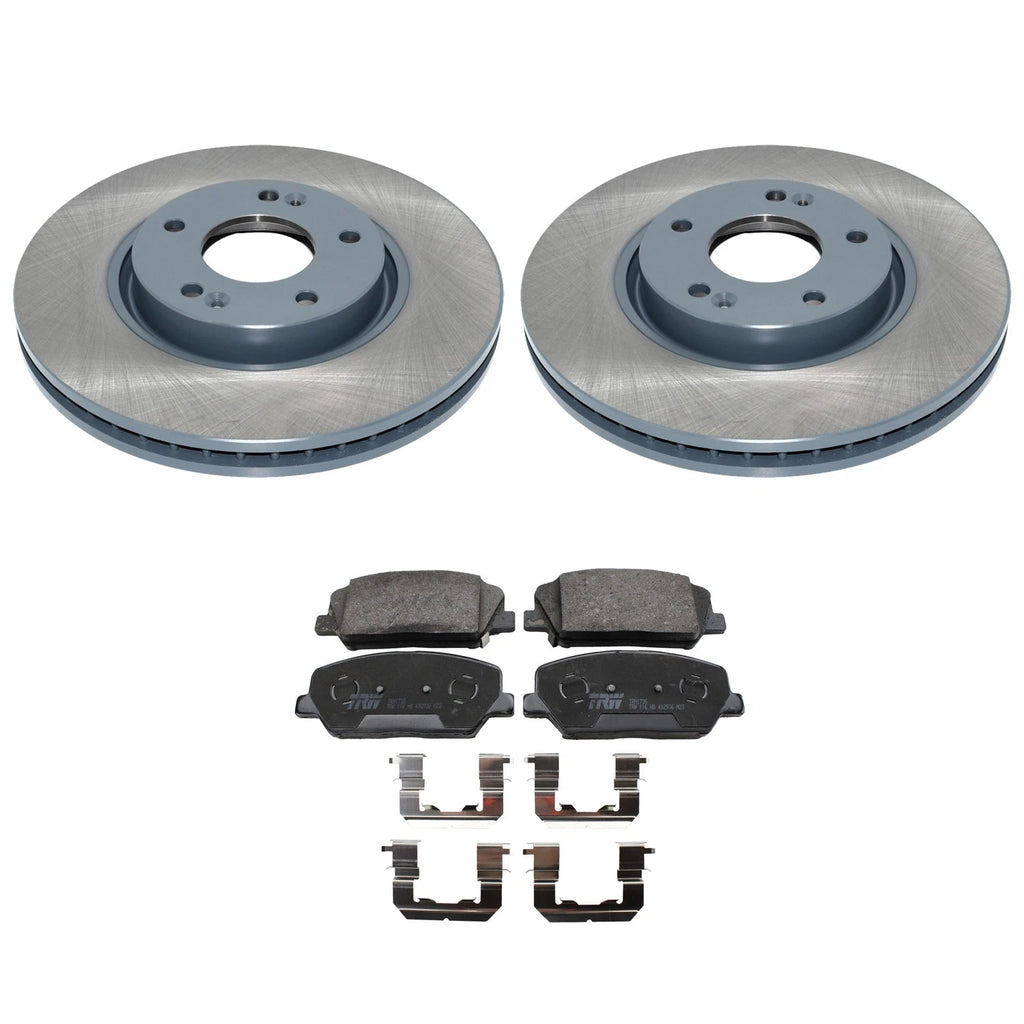 Set of 2 Front Rotors & TRW Pro Low-Met Brake Pads for Forte 1.6L Turbo (2014–2018)