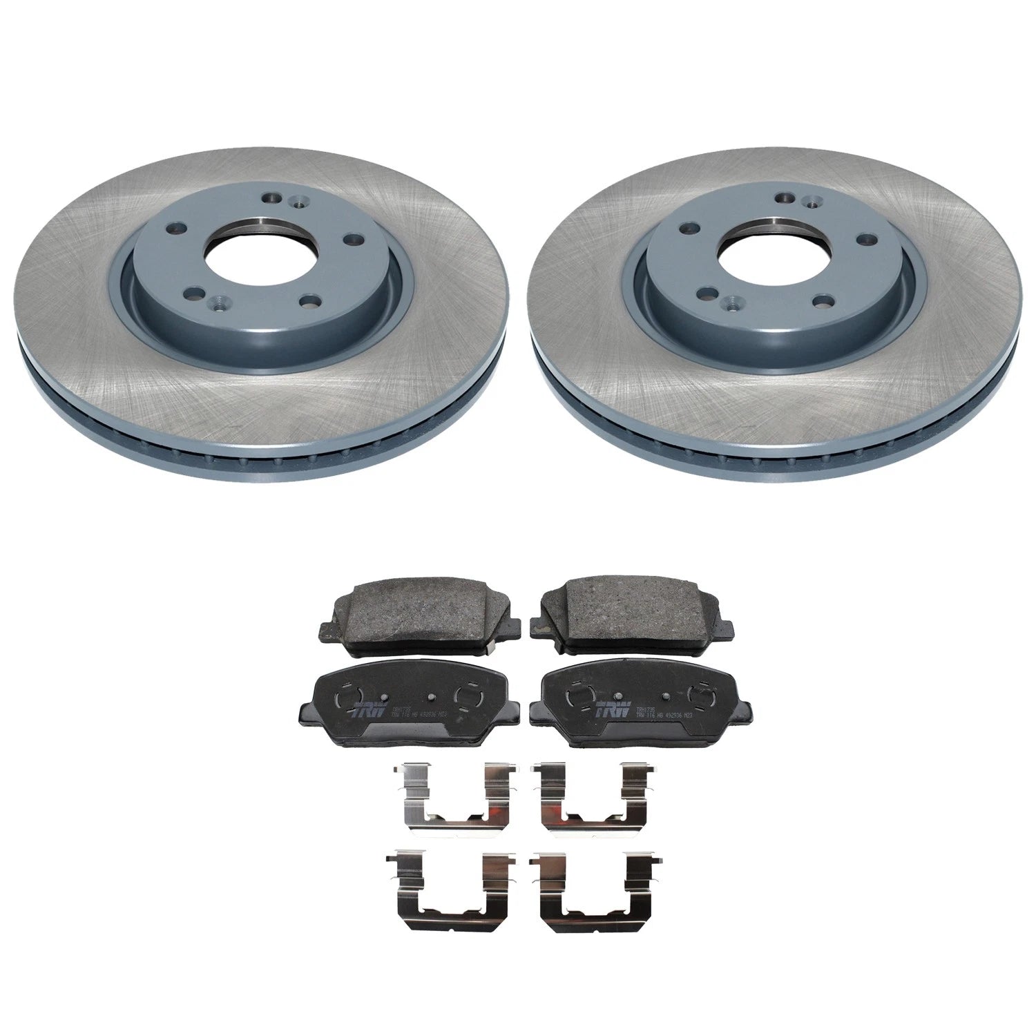 Set of 2 Front Rotors & TRW Pro Low-Met Brake Pads for Forte 1.6L Turbo (2014–2018)