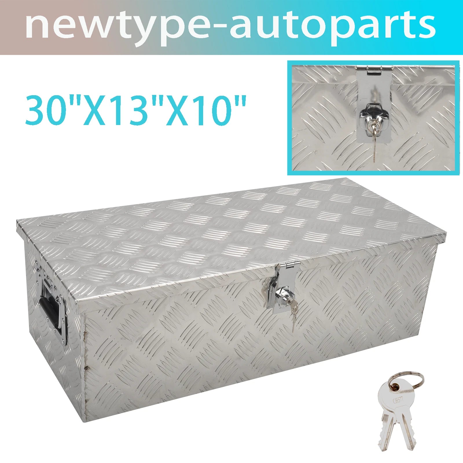 Chrome Aluminum Tool Box for Pickup Truck (30"X13"X10")