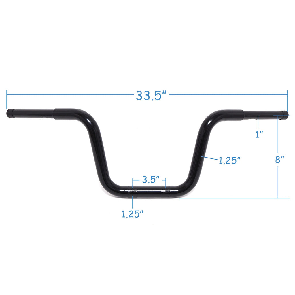 8" Black Fat Mini Ape Handlebar for Harley Road King (2014–2023)
