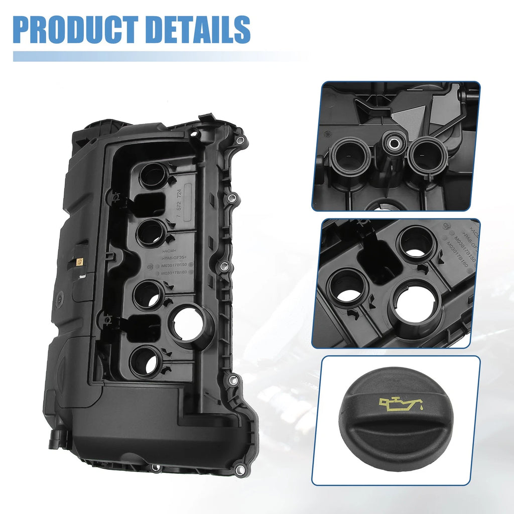 Set of 1 Engine Valve Cover and Gasket for BMW (No. 11127646554)