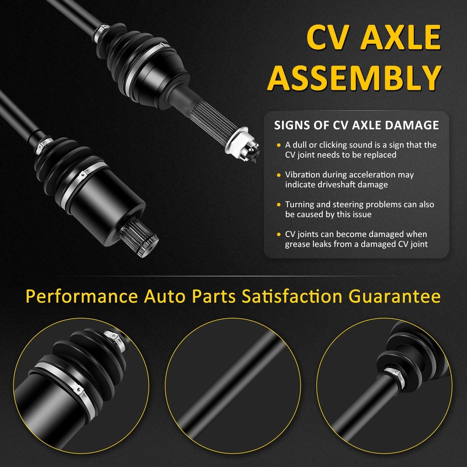 Set of 2 CV Axles for Polaris RZR XP 900 (2011–2014)