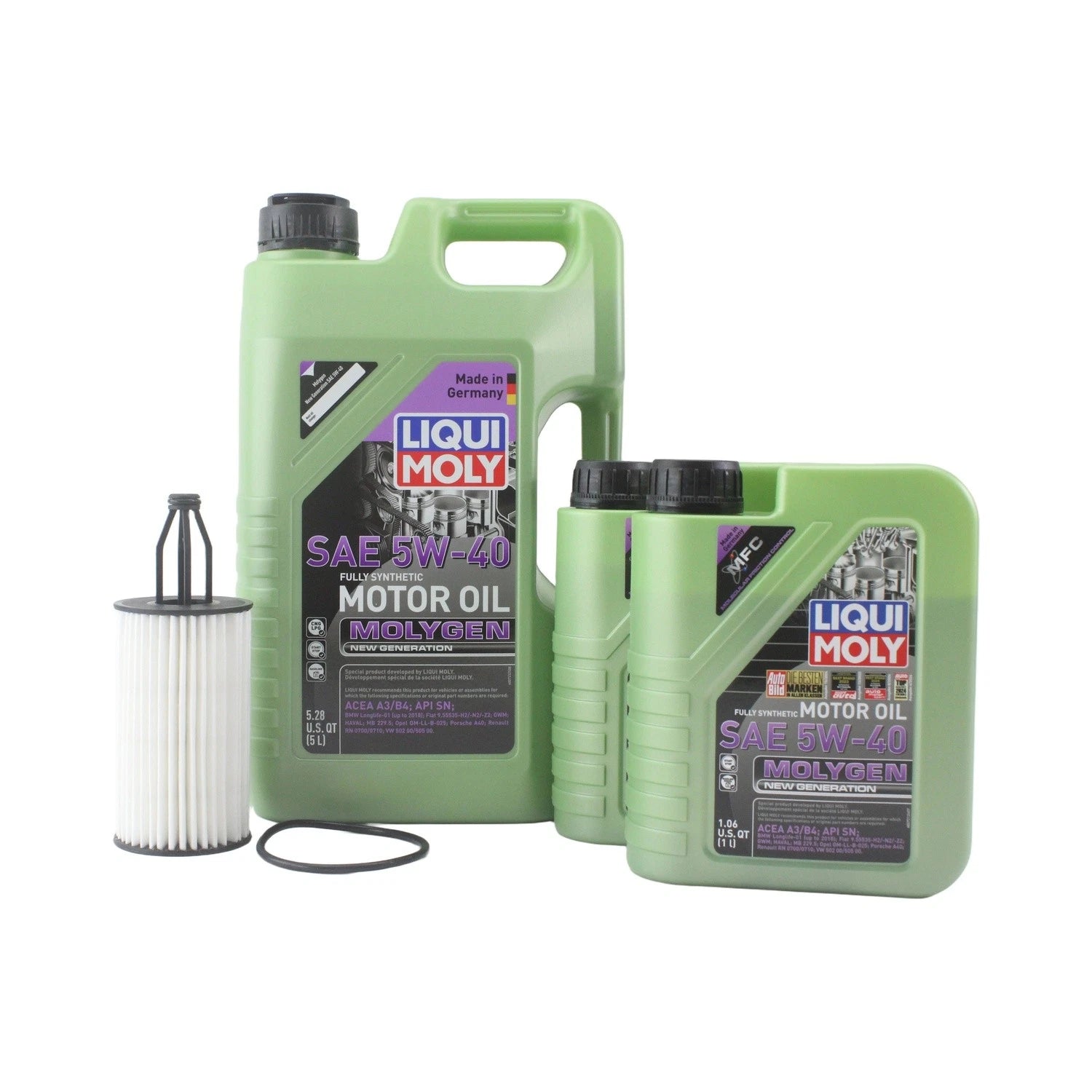 Oil Change Kit 7L Liqui Moly Molygen 5W-40 Mahle for Mercedes C300 (2015–2021)