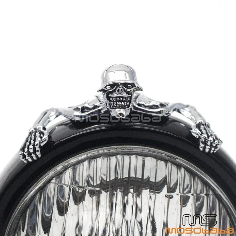 Skull Skeleton Headlight Visor Ornament for Harley Dyna Bobber