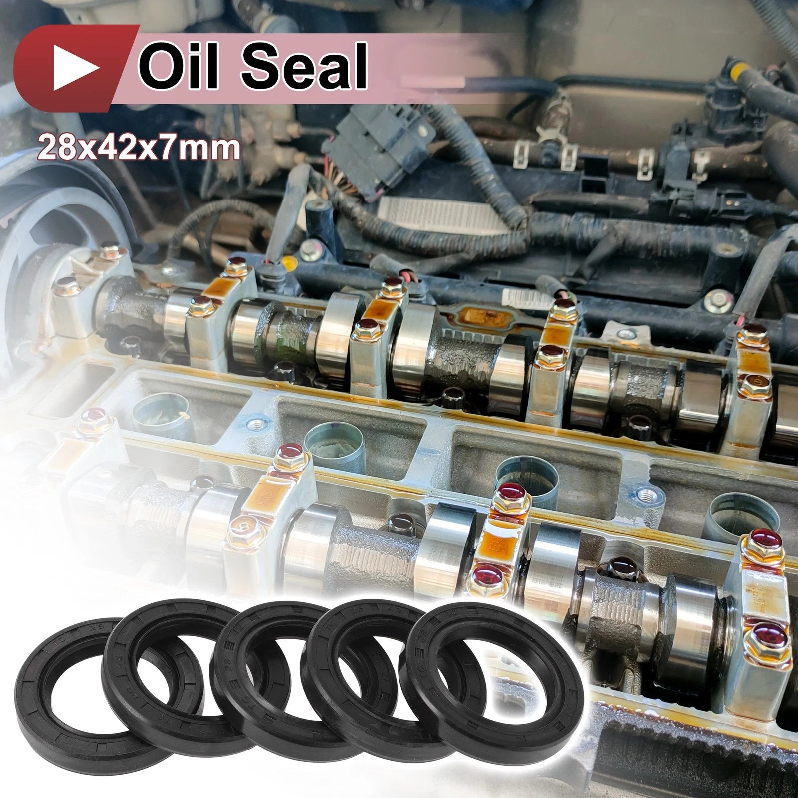 Set of 5 Rotary Shaft Oil Seals 28x42x7mm Nitrile Rubber 672668828472