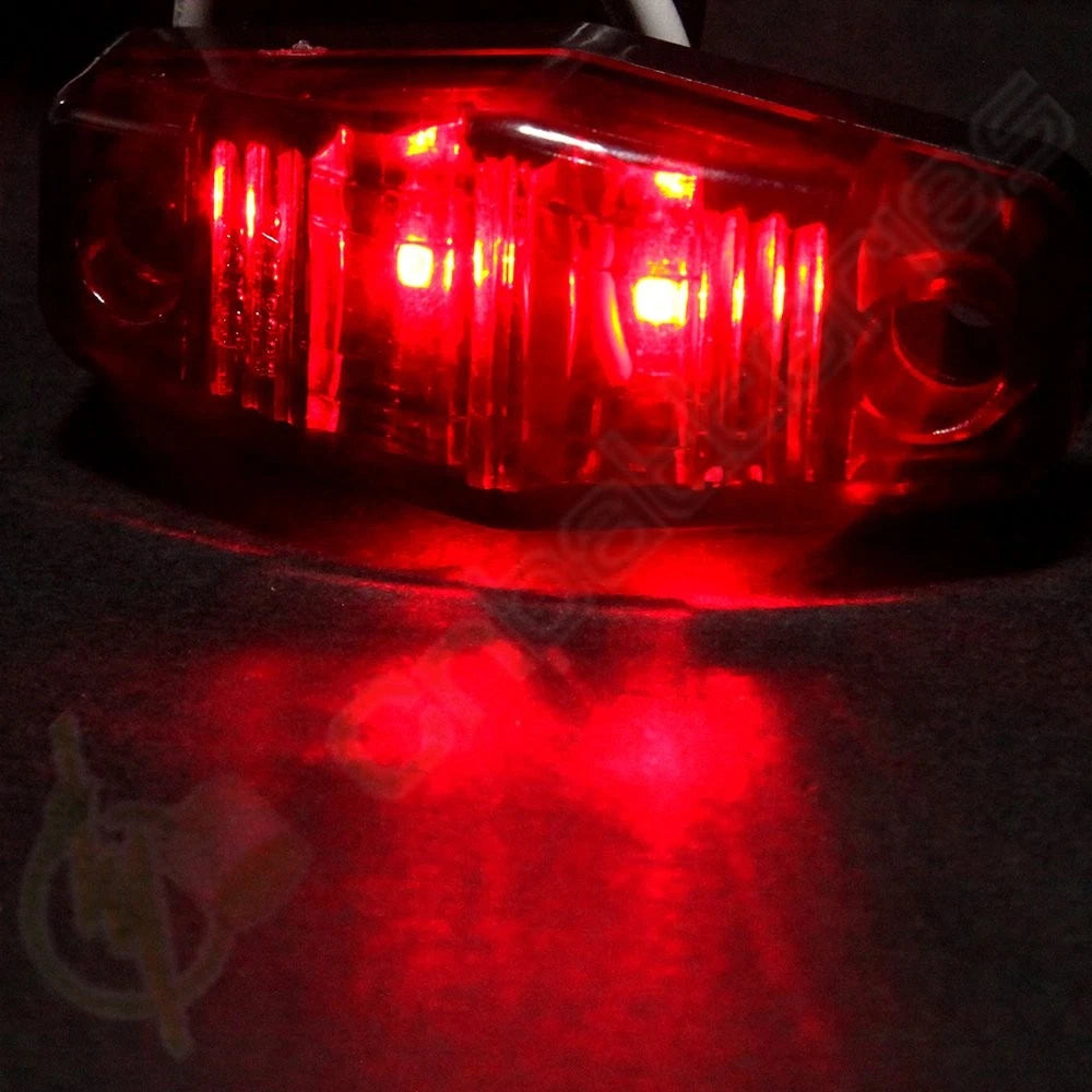 Set of 4 2.5" Red Lens Red Diode Universal Mount Side Marker Lights