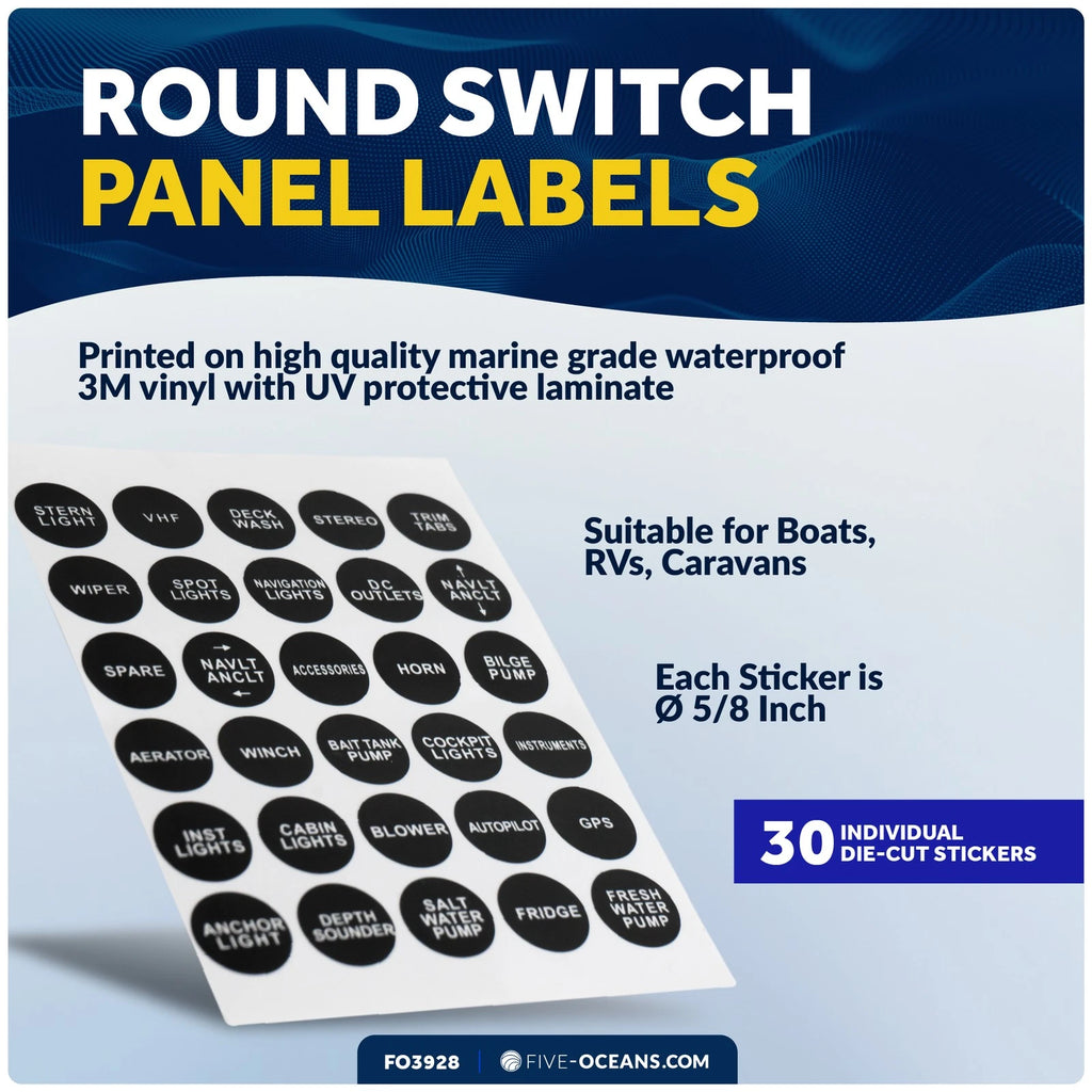 30 Pcs Boat Switch Panel Labels for Five Oceans FO3928