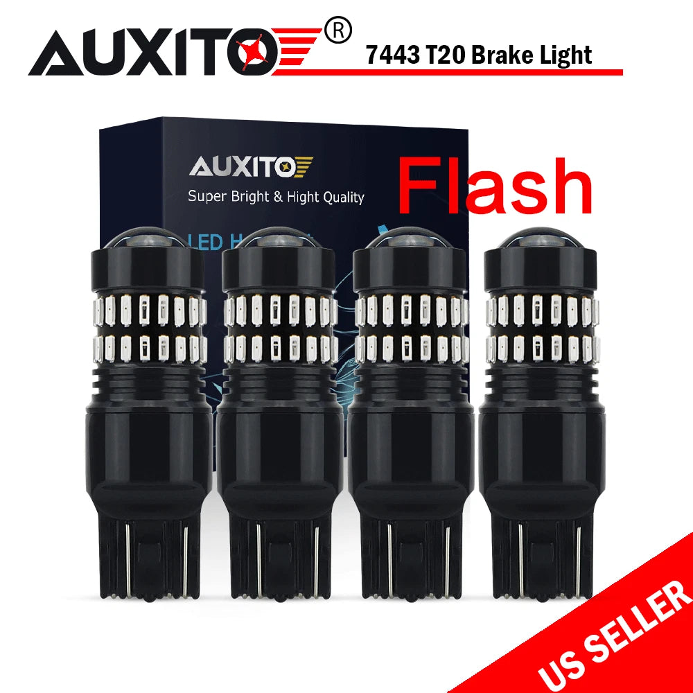 Set of 4 Red LED Brake Tail Stop Light Bulbs for T25 7443 7440