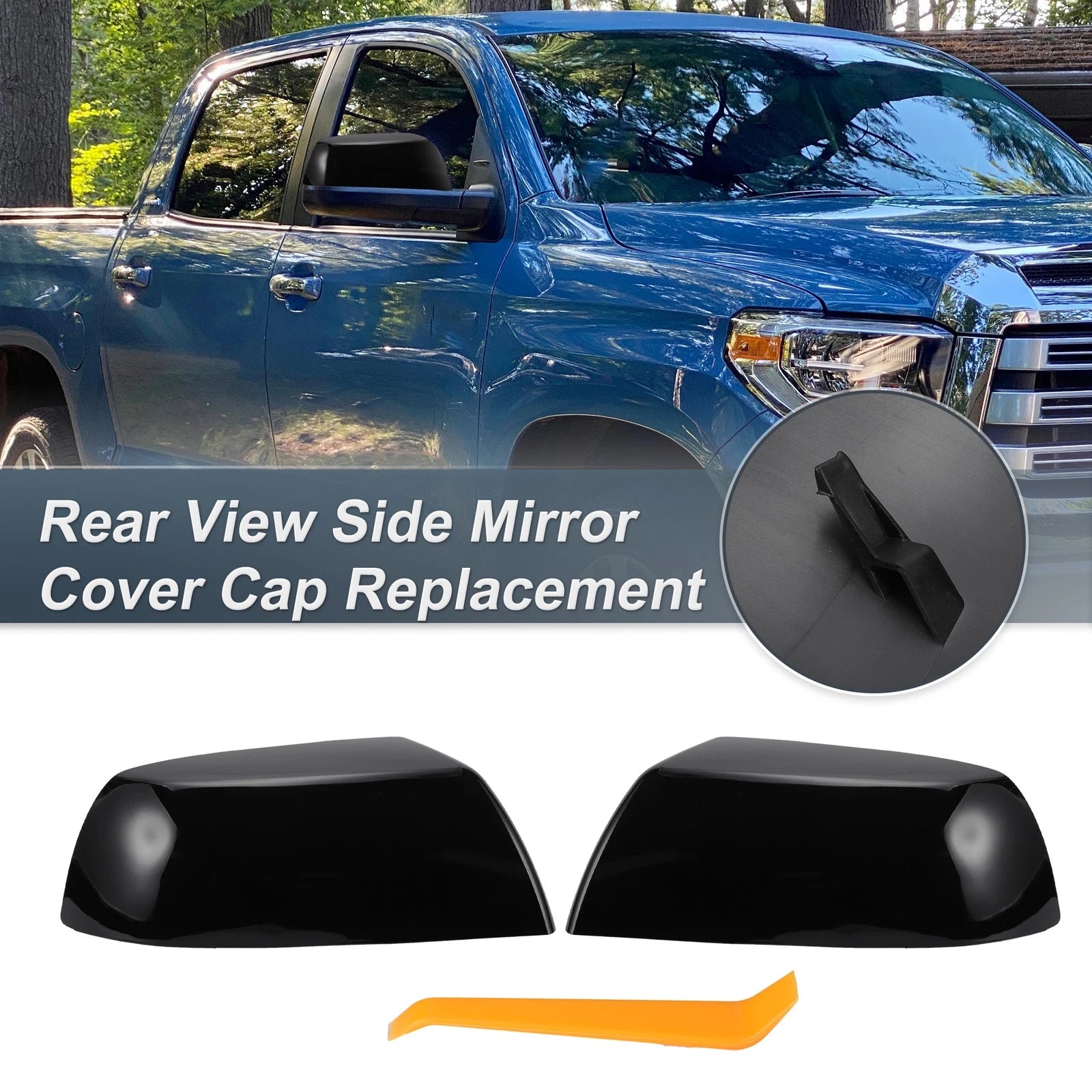 Set of 2 Rearview Mirror Cover Caps Gloss Black for Toyota Tundra Sequoia (2007–2022)
