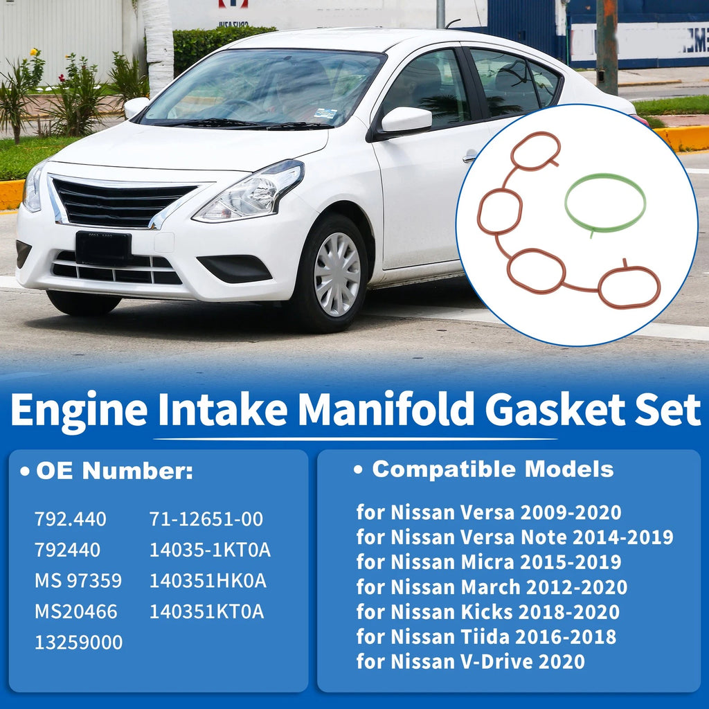 Set of 2 Engine Intake Manifold Gaskets for Nissan Versa (2009–2020) No.MS97359