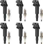 Set of 6 Ignition Coils and Iridium Spark Plugs for BMW E46 E60 E90 X3 X5 (1998–2013)