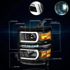 LED Projector Headlight with U-Tube Bar for Chevy Silverado (2014–2015)