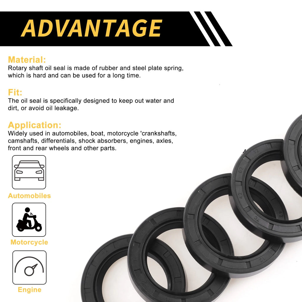 Set of 5 Oil Seal Rotary Shaft Seal NBR Rubber 42x62x12mm