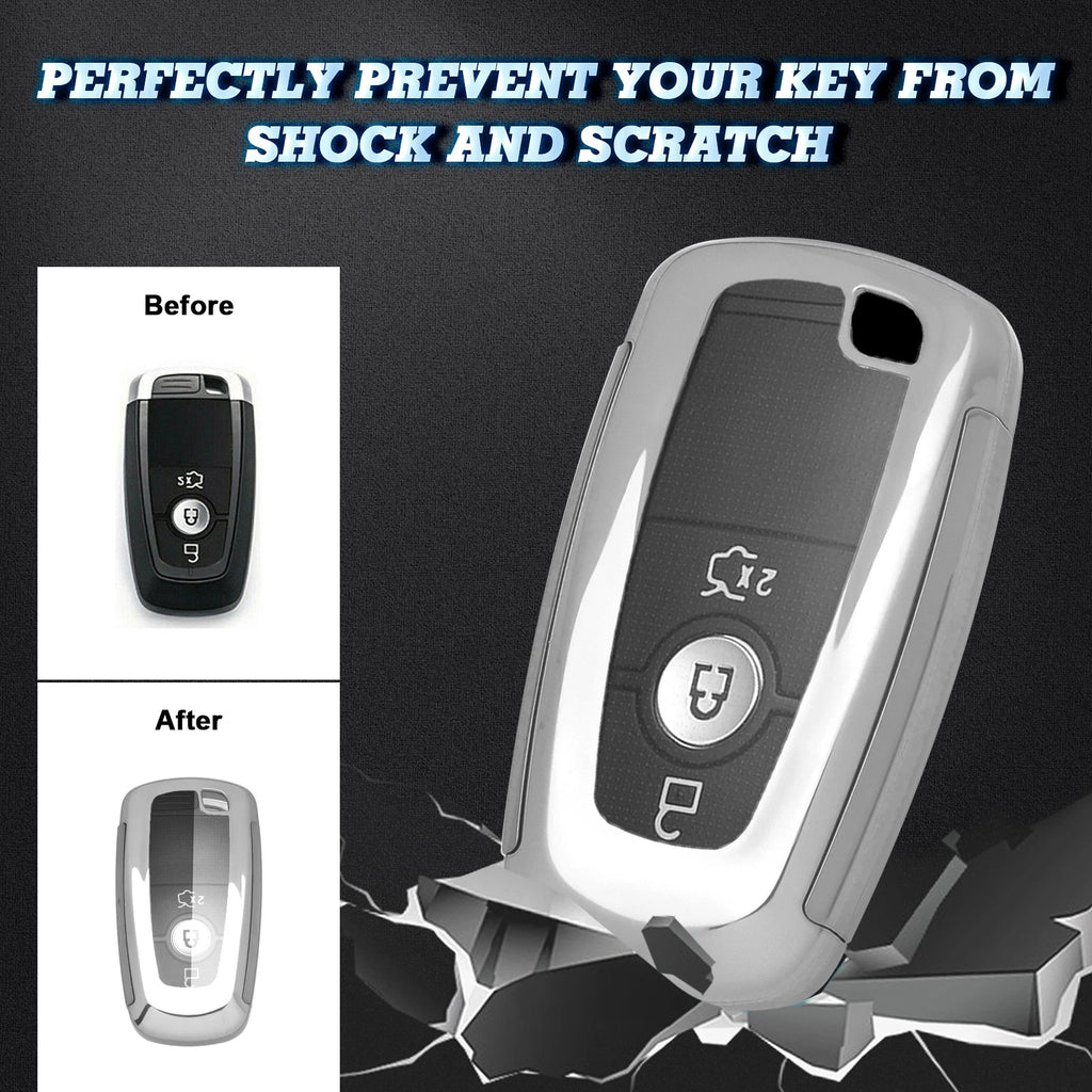 2pcs Silver Remote Key Fob Shell Case for Ford Explorer Edge F-150 F-250 (2011-2025)