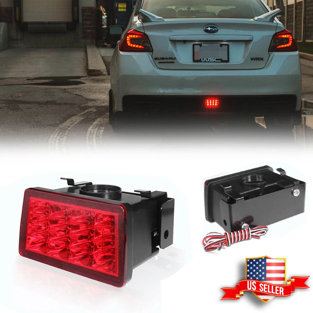Set of 2 Red Lens F1 Style Strobe LED Rear Fog Brake Tail Lights for Subaru WRX STi (2015–2021)