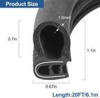 Car Door Rubber Seal Strip for Universal Fit (20FT)