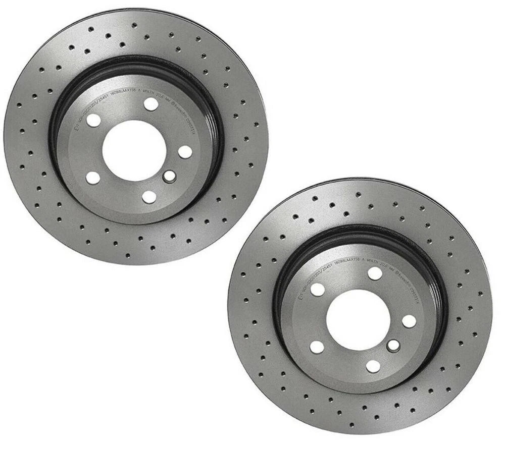 2X Brembo Xtra Rear Drilled Brake Disc Rotors for BMW X3 (2004–2010)