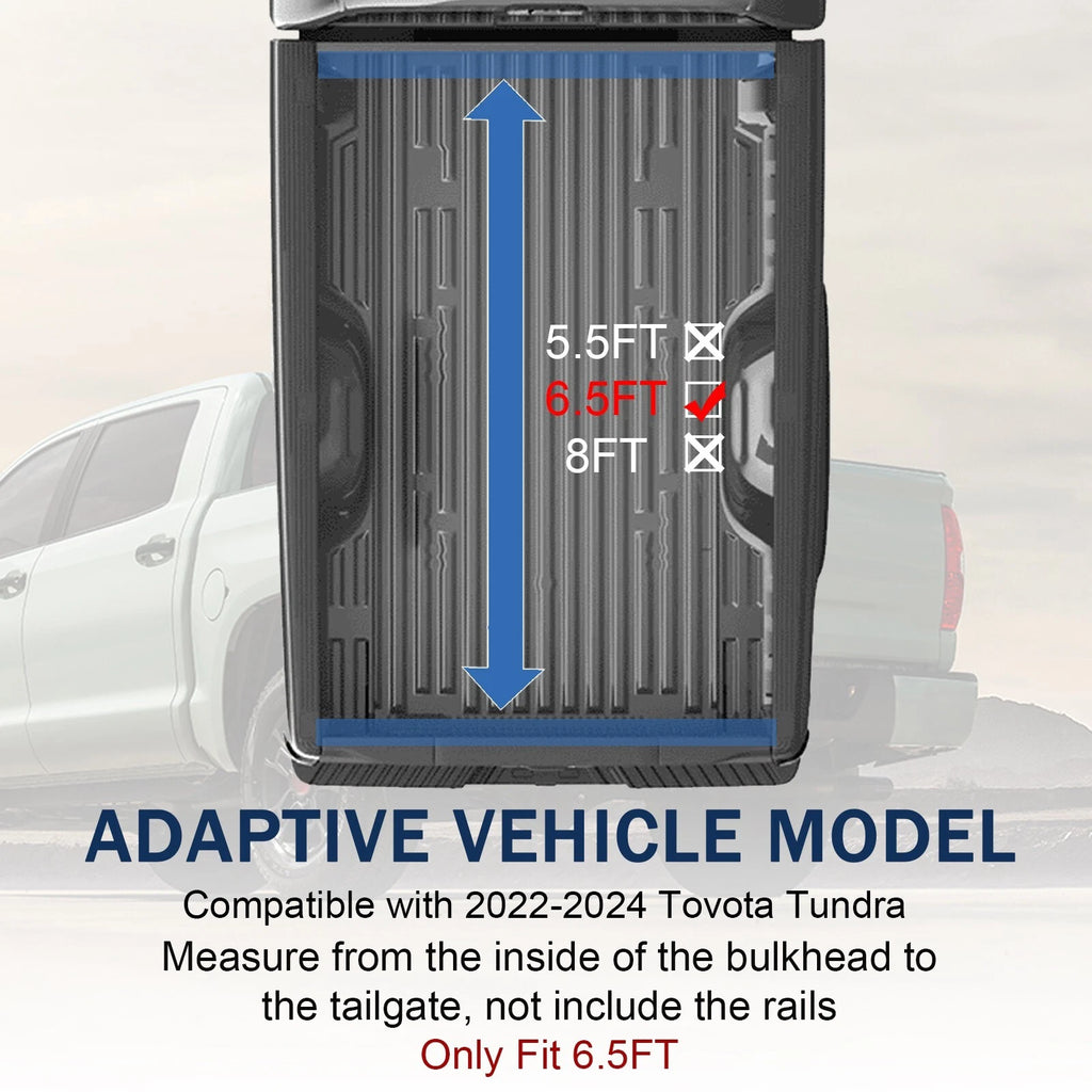 Roll-Up Tonneau Cover with Lock for Toyota Tundra (2022–2024) 6.5FT Bed