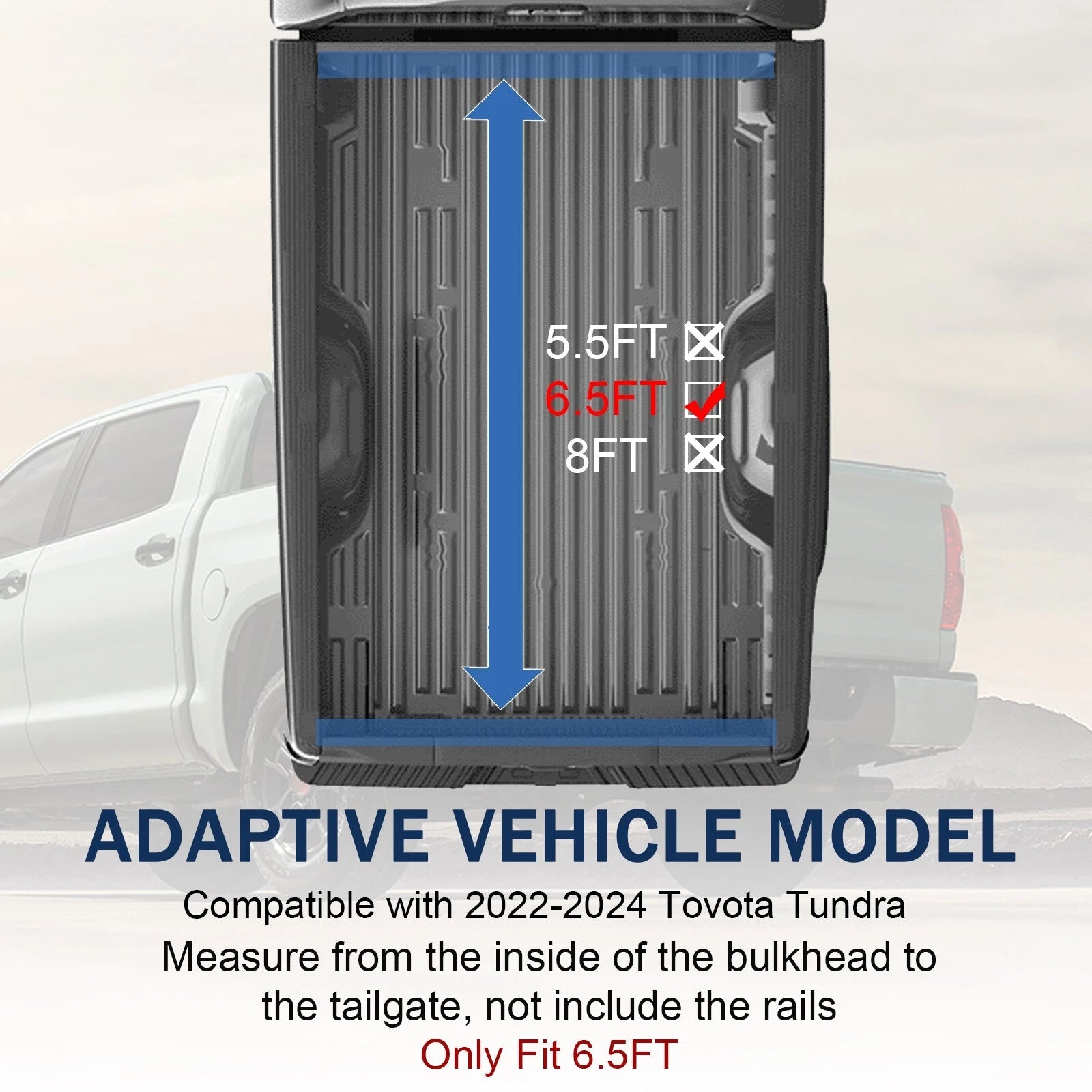 Roll-Up Tonneau Cover with Lock for Toyota Tundra (2022–2024) 6.5FT Bed