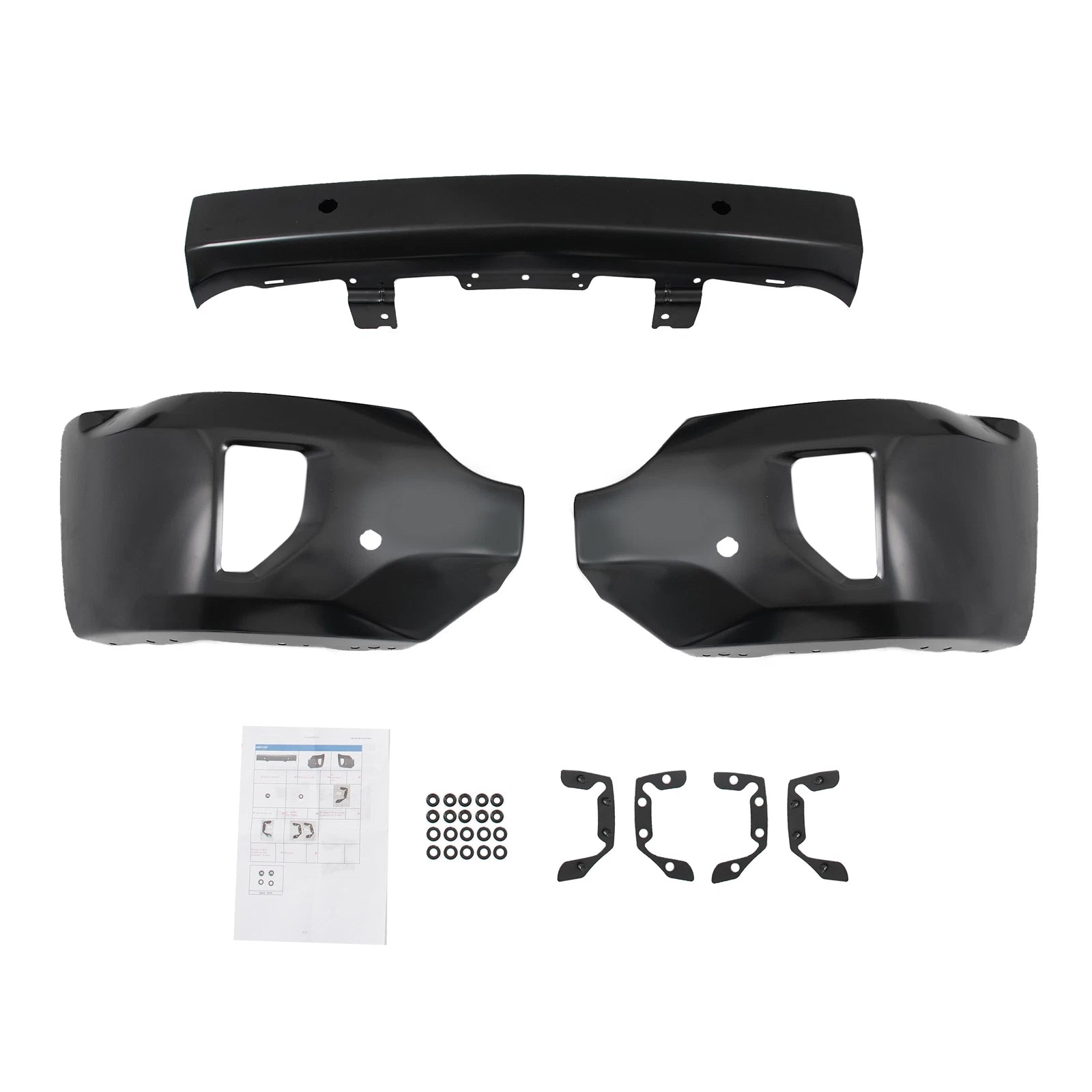 Front Bumper Face Bar for Chevy Silverado 1500 (2016–2018) Black with Sensor Holes