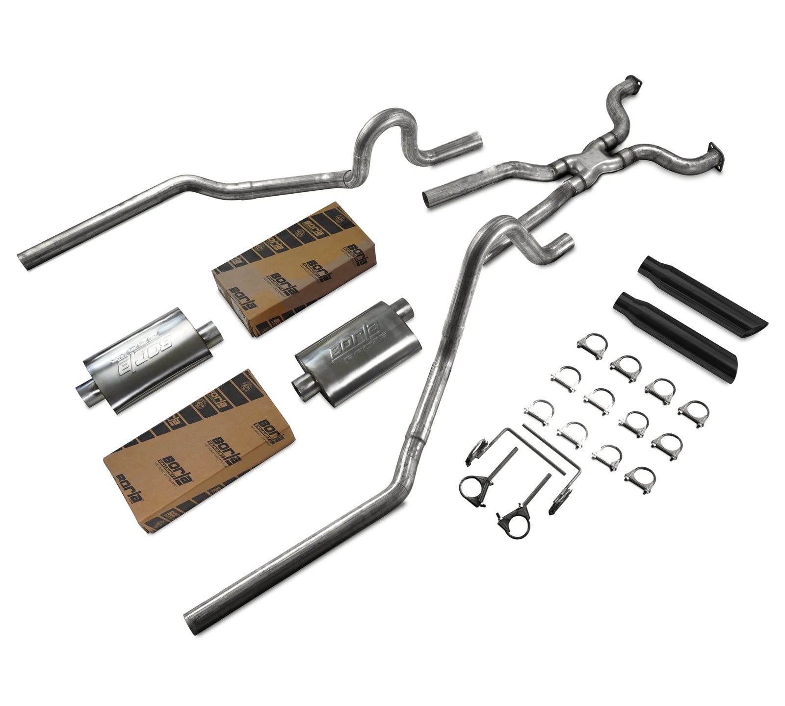Borla Dual Exhaust Mufflers for P71 Crown Vic (2004–2011) 2.5" Rolled Black Tip