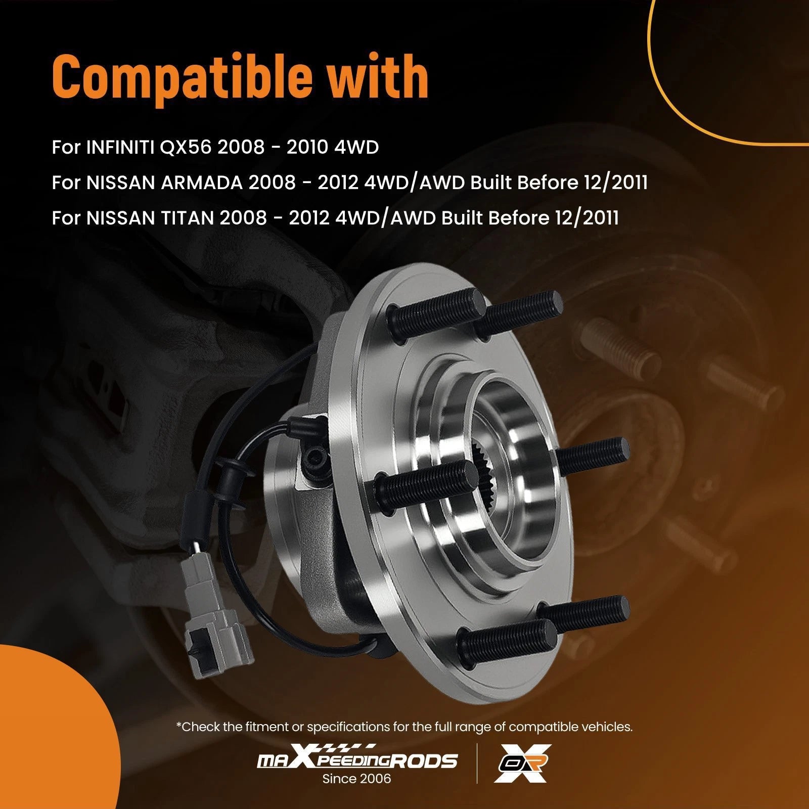 Front Wheel Hub & Bearing Kit for Infiniti QX56 Nissan Armada/Titan (2008–2012)