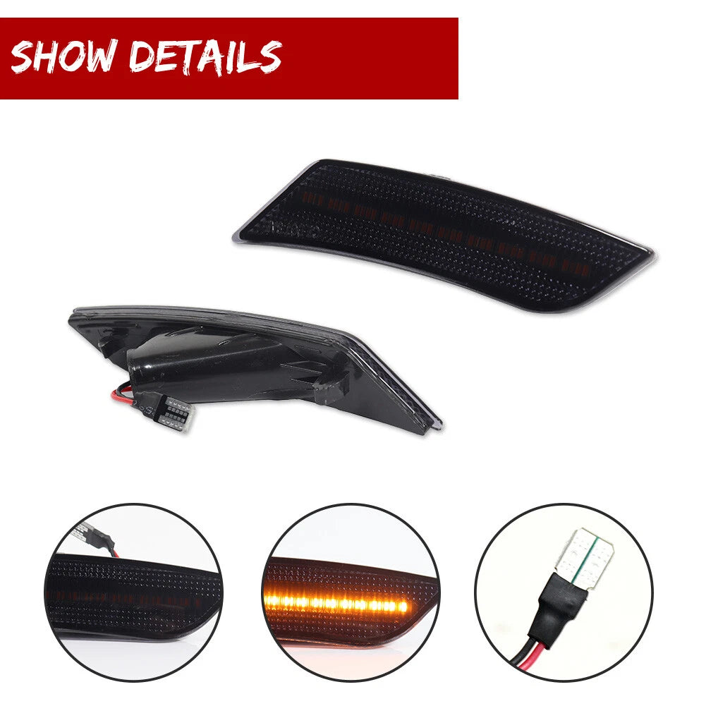 2X Smoked Amber LED Front Side Marker Light for Cadillac ATS (2013–2014) & XT5 (2017–2023)