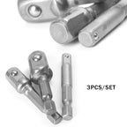 Set of 3 Socket Adapter Drill Bits for Impact Driver Tool Kit (1/4", 3/8", 1/2")