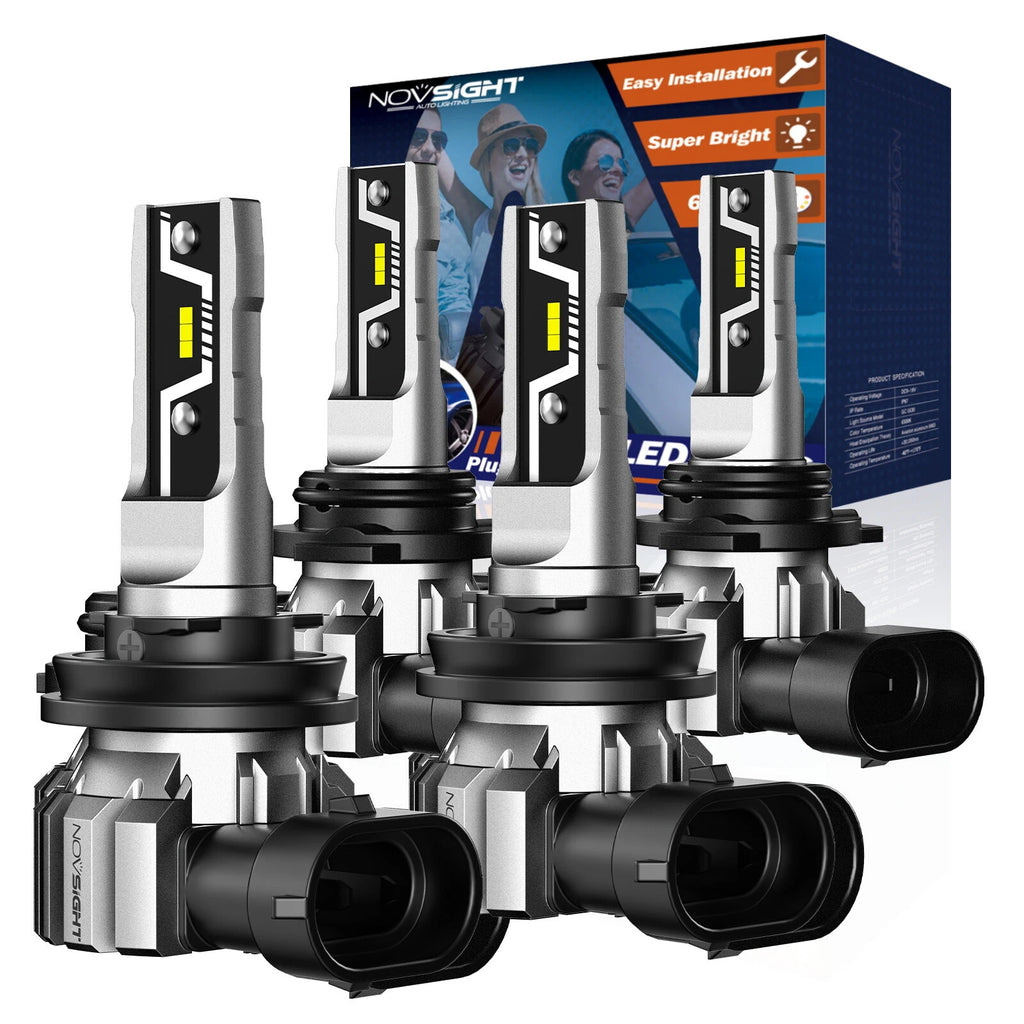 2X NOVSIGHT 9005 H11 H8 H9 LED Headlight Bulbs Conversion Kit for Chevy Honda