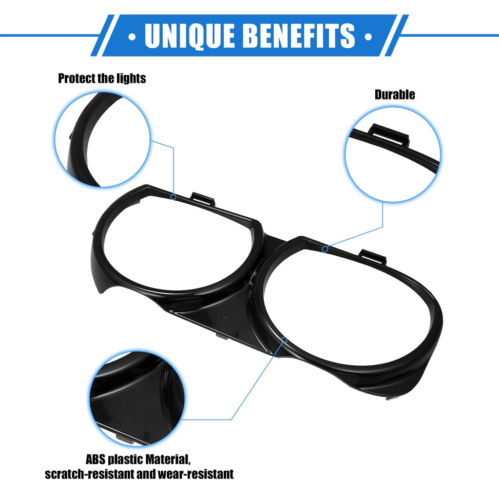 1 Pair Headlight Trim Rings for Dodge Challenger (Black) (703820285786)