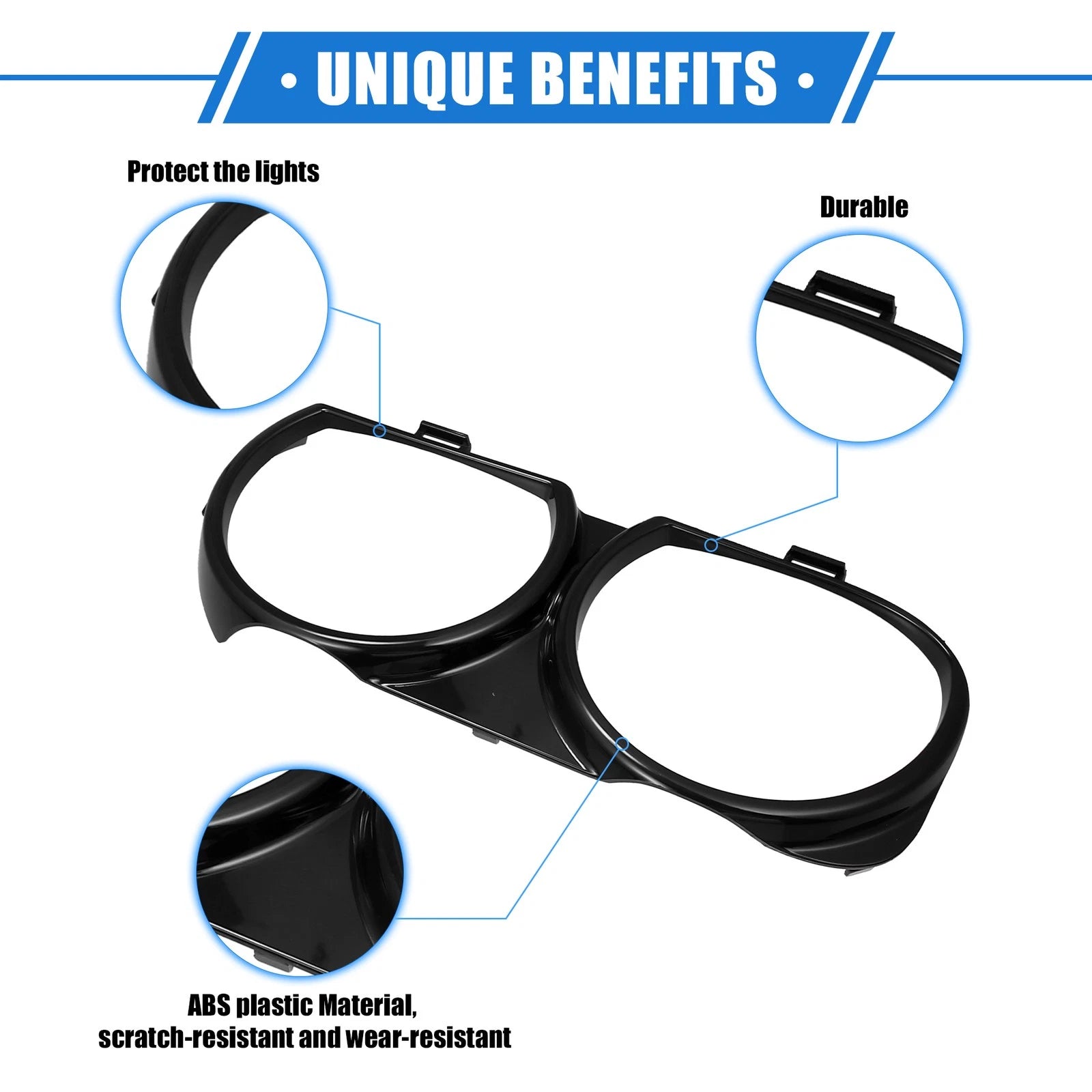 1 Pair Headlight Trim Rings for Dodge Challenger (Black) (703820285786)