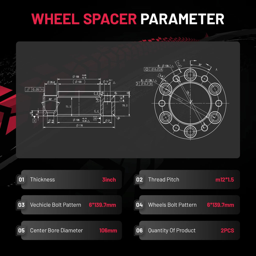 6x5.5 Hub Centric Wheel Spacers for Lexus GX470 (2003-2009)